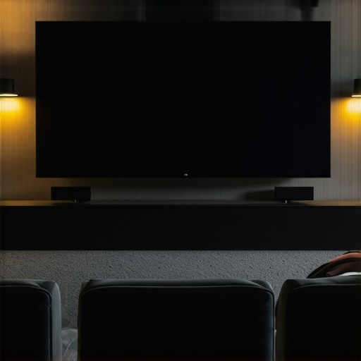 Modern home theater with ambient light rejection screen and projector in bright room