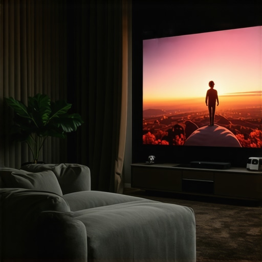 Ambient Light Optimization in a Modern Living Room Living room with ambient light control and UST projector