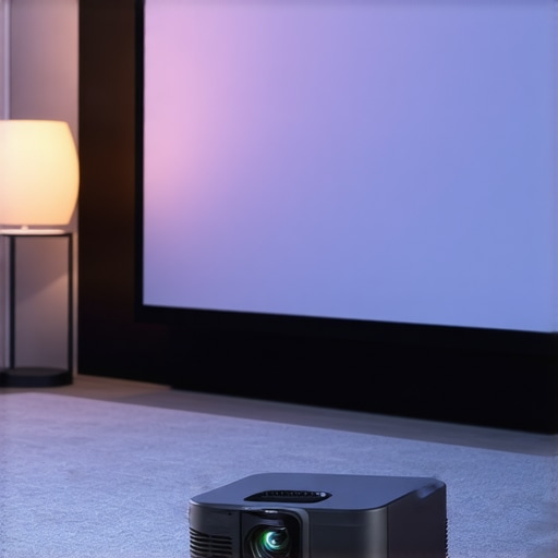 Optimal UST Placement in Bright Rooms Living room with ultra short throw projector positioned near wall, showing clear picture despite ambient light
