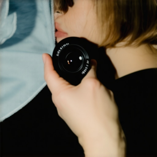 Person cleaning projector lens in a living room with ambient light