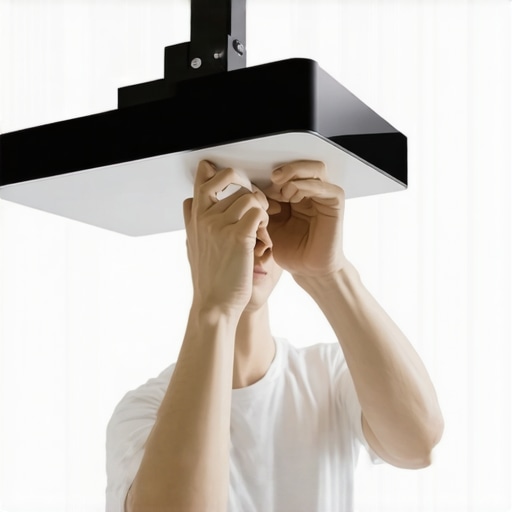 Aligning Projector Mount with a Level Person adjusting projector mount using a leveler in a living room