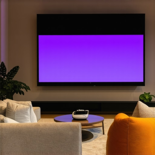 A small living room showcasing a strategically arranged laser TV setup with ambient light control and a specialized screen.